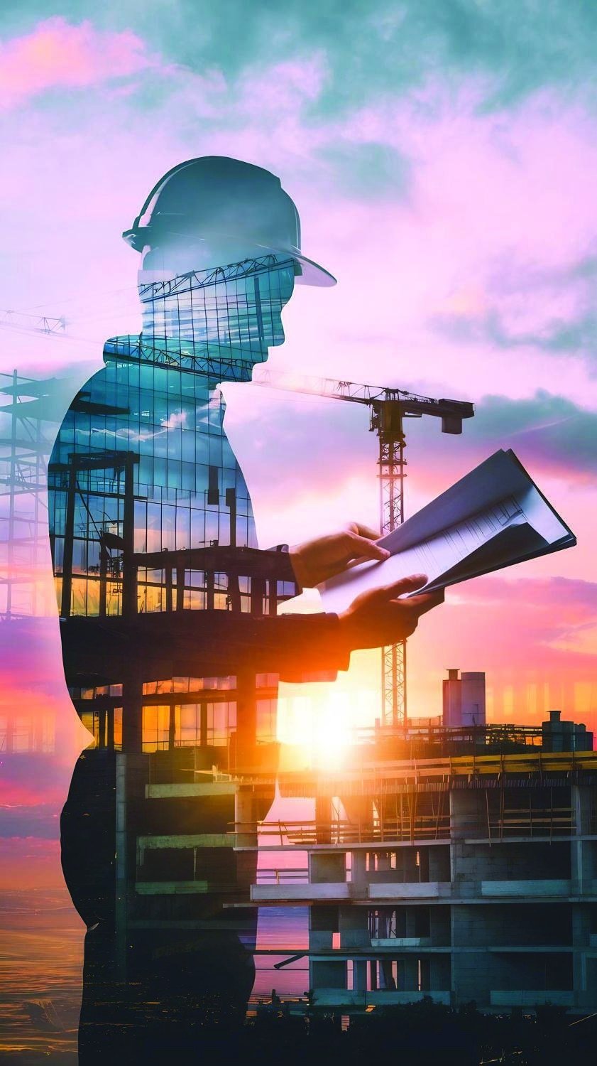 Construction professional and building structure illustration from the company profile