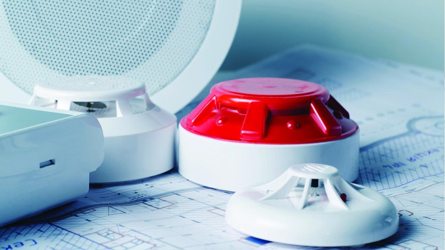 Fire alarm detectors and sounders on technical drawings